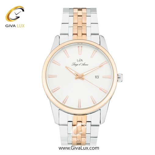 ساعت مچی اورجینال مردانه LdA | لوئیجی د آنا | Luigi d'Ana نقره ای-رزگلد | رزگلد-نقره ای| کرم| کد رفرنس 2482